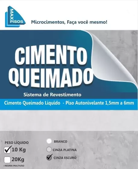 Preço de Cimento Queimado Piso Espatulado Cinza Escuro 10 Kg Max Pisos