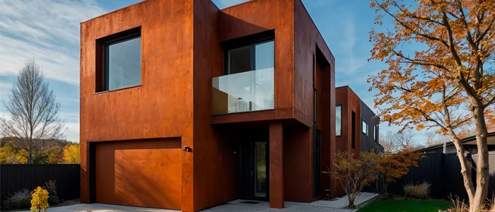 Casa moderna com tons neutros e iluminação suave