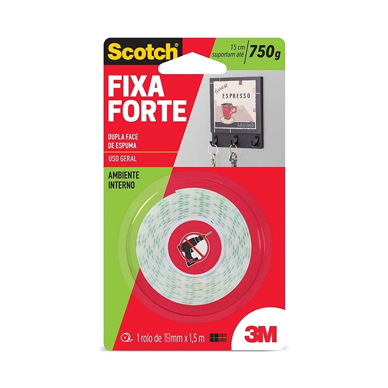 Fita Dupla Face Fixa Forte Esp Int 19Mm x 1,5M Blister 3M