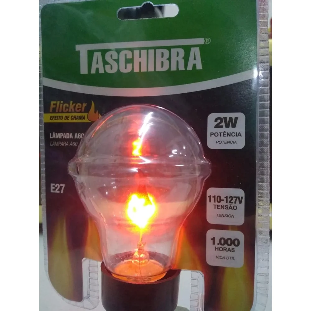 Lâmpada Incandescente Flicker A60 2W E27 Taschibra