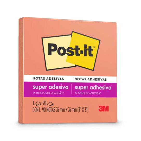 Bloco Post-It 654 76 mm x 76 mm 90 Folhas Damasco 3M