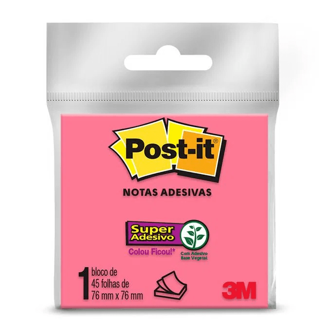 Bloco Post-It 654 76 Mm X 76 Mm 45 Folhas Rosa 3M