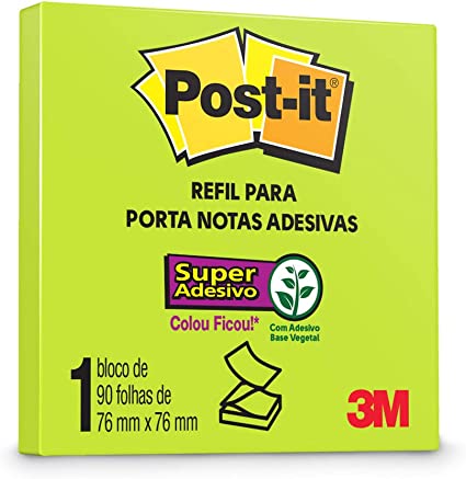 Bloco Post-It 654 Refil 76 Mm X 76 Mm 90 Folhas Verde Neon 3M