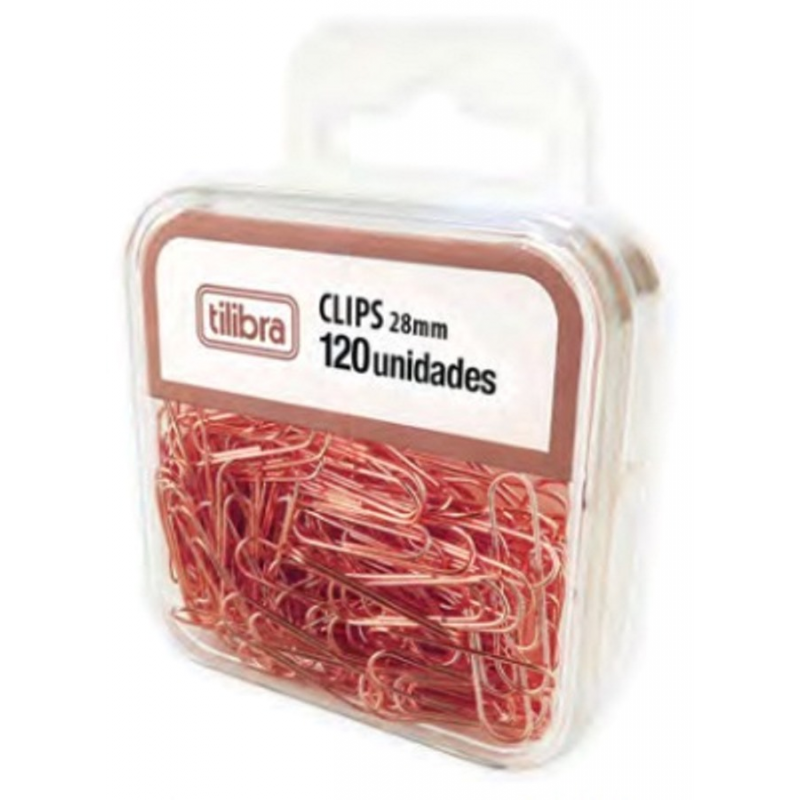 Clips 28 mm Ouro Rose 120 Unidades Tilibra