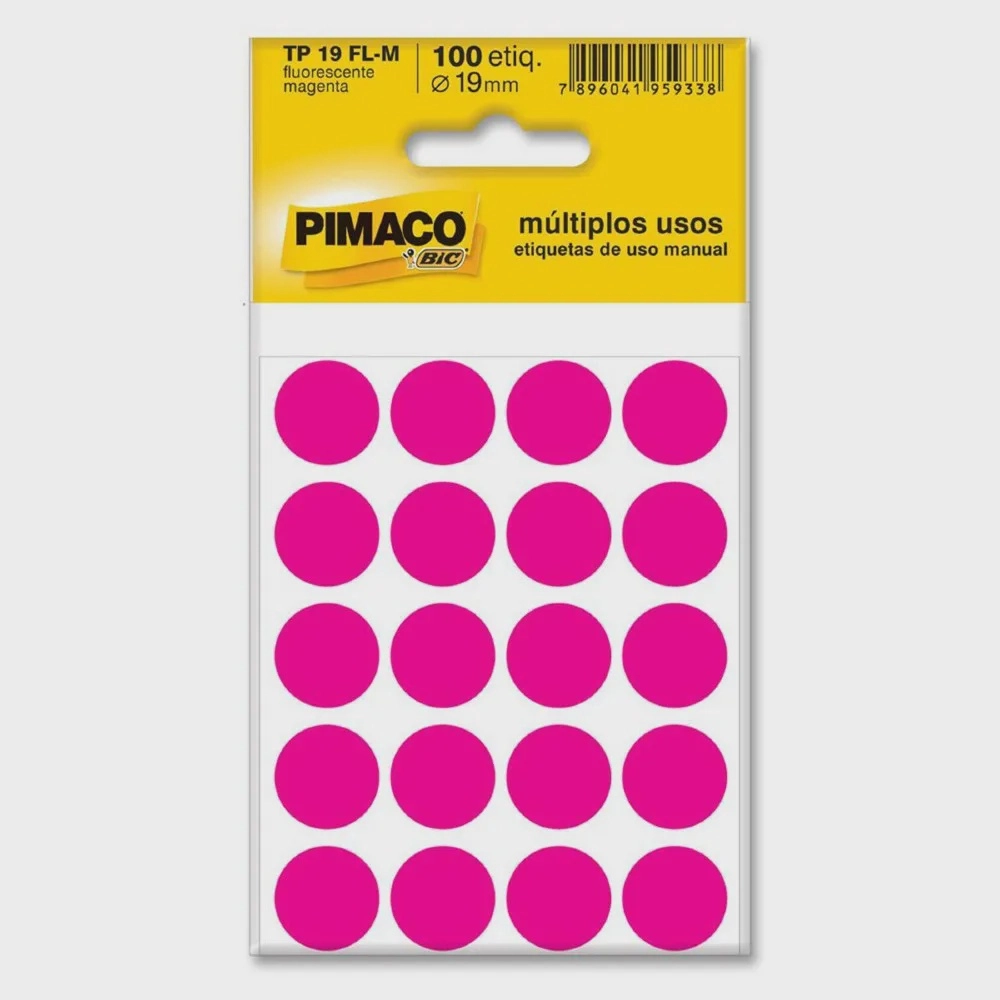 Etiqueta Adesiva Redonda Tp-19fl-M 19 mm Rosa Pimaco