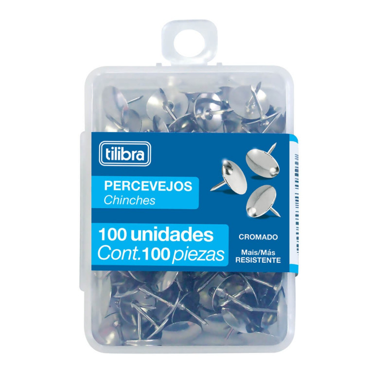 Percevejo Cromado com 100 Unidades Tilibra