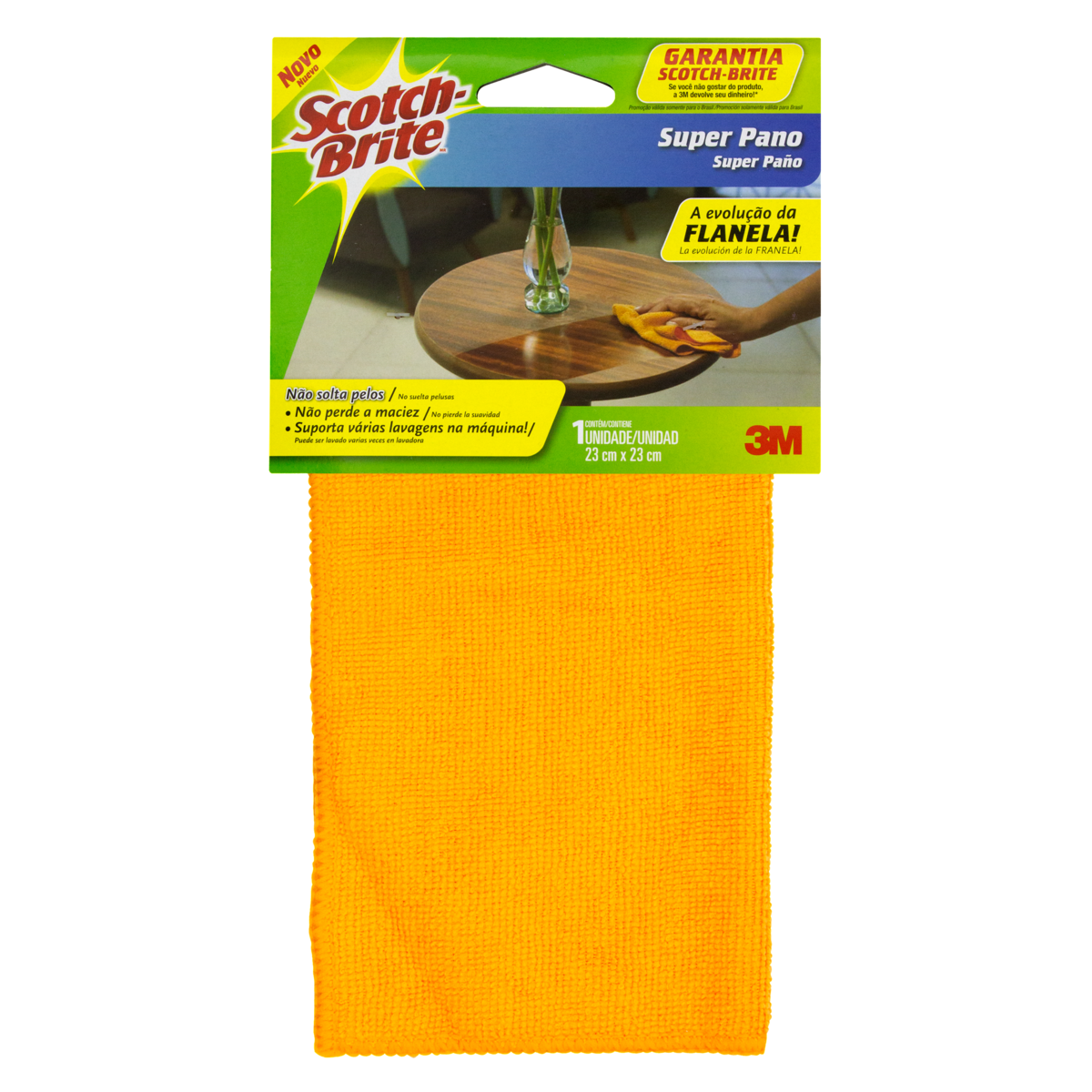 Super Pano Flanela 23 cm x 23 cm Laranja Scotch-Brite 3M