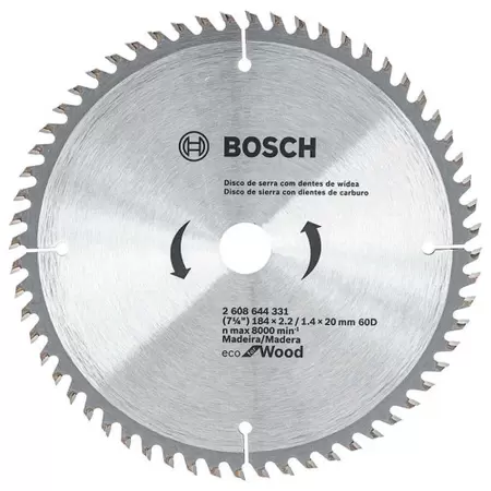 Disco de Serra Eco 184mm Furo de 20mm 60 Dentes Bosch