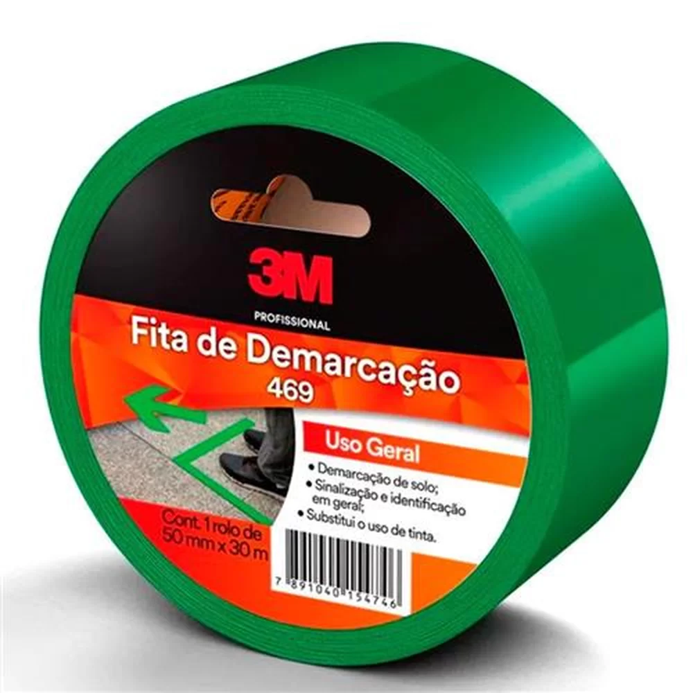 Fita Adesiva para Demarcação 50mm 30 Metros Verde 3M