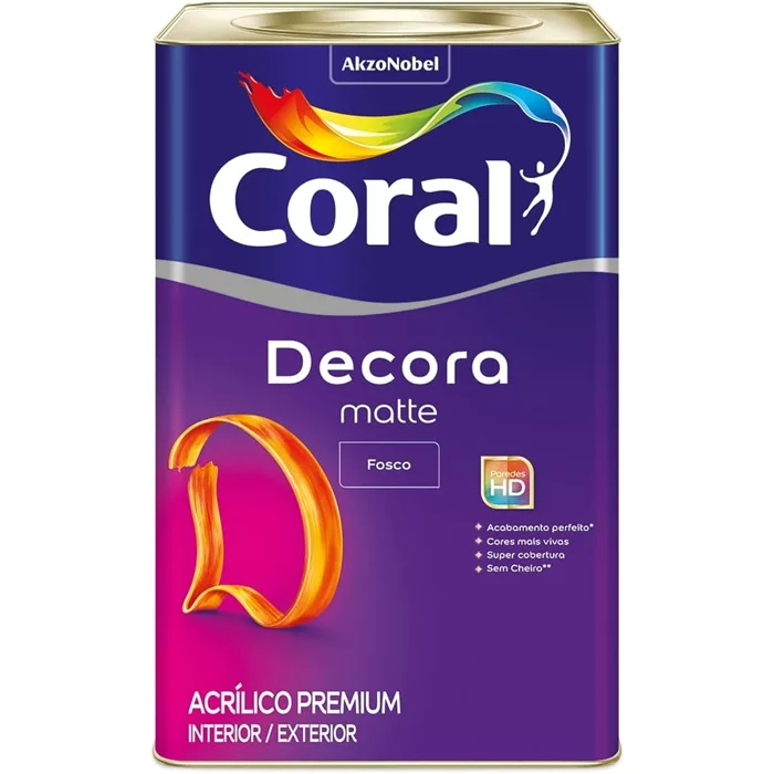 Tinta Acrílica Decora Fosco 18 Litros Branco Neve Coral