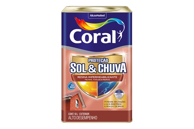 Resina Acrílica Impermeabilizante Proteção Sol & Chuva Incolor Brilhante 18 L Coral