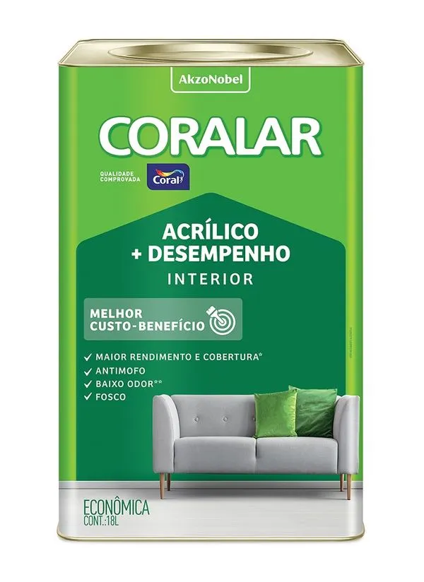 Tinta Acrílica Fosca Econômica Amarelo Frevo 18 L Coral