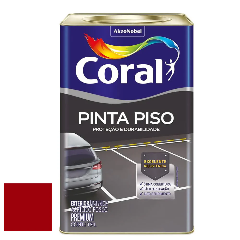 Tinta Acrílica Premium Pinta Piso Vermelha Fosca 18 L Coral