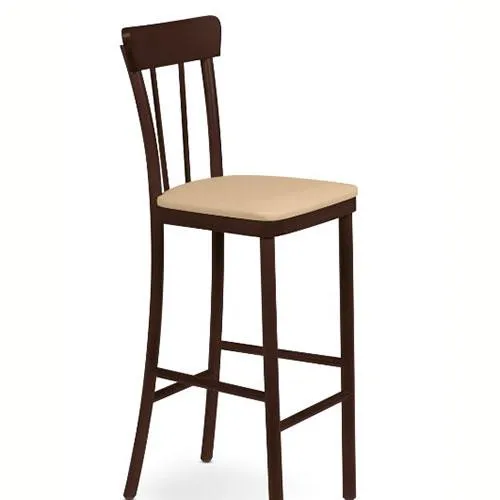 Banco Alto Viena Tabaco com Estofado Bege