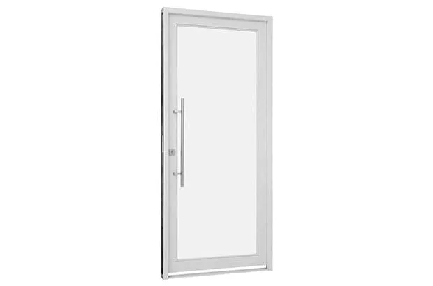 Porta Social sem Seteira Simples e Vidro Temperado Aço – Branco