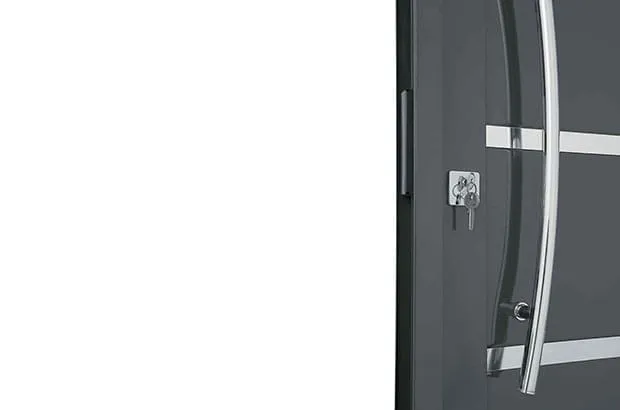 Porta Social sem Seteira com Lambris e Frisos Aço - Cinza