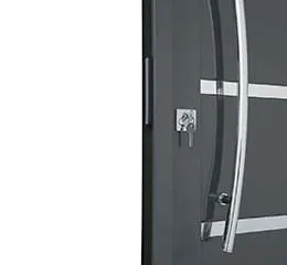 Porta Social sem Seteira com Lambris e Frisos Aço - Cinza