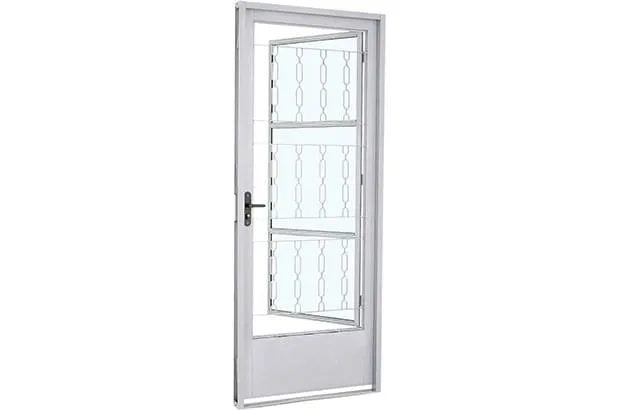 Porta Social de Abrir com Postigo Grade Elo Aço – Branco 