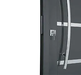 Porta Social com Seteira Simples, Lambris e Frisos Aço – Cinza