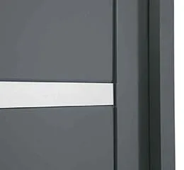 Porta Social com Seteira Simples, Lambris e Frisos Aço – Cinza