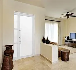 Porta Social com Seteira Simples e Vidro Temperado Aço – Branco