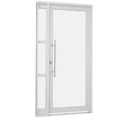 Porta Social com Seteira Simples e Vidro Temperado Aço