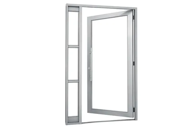 Porta Social com Seteira Simples e Vidro Temperado Aço