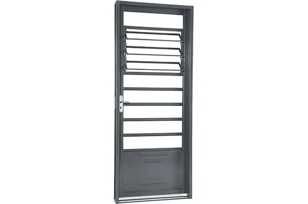 Porta de Abrir com Almofada e Báscula Aço – Cinza