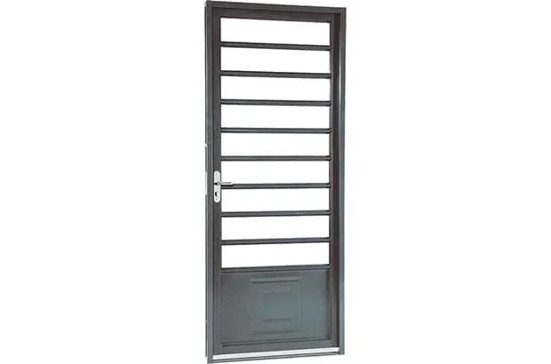 Porta de Abrir com Almofada Divisão Horizontal Aço – Cinza