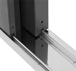 Porta Social de Correr com Almofada Postigo Grade Quadriculada Aço – 4 Folhas – Cinza