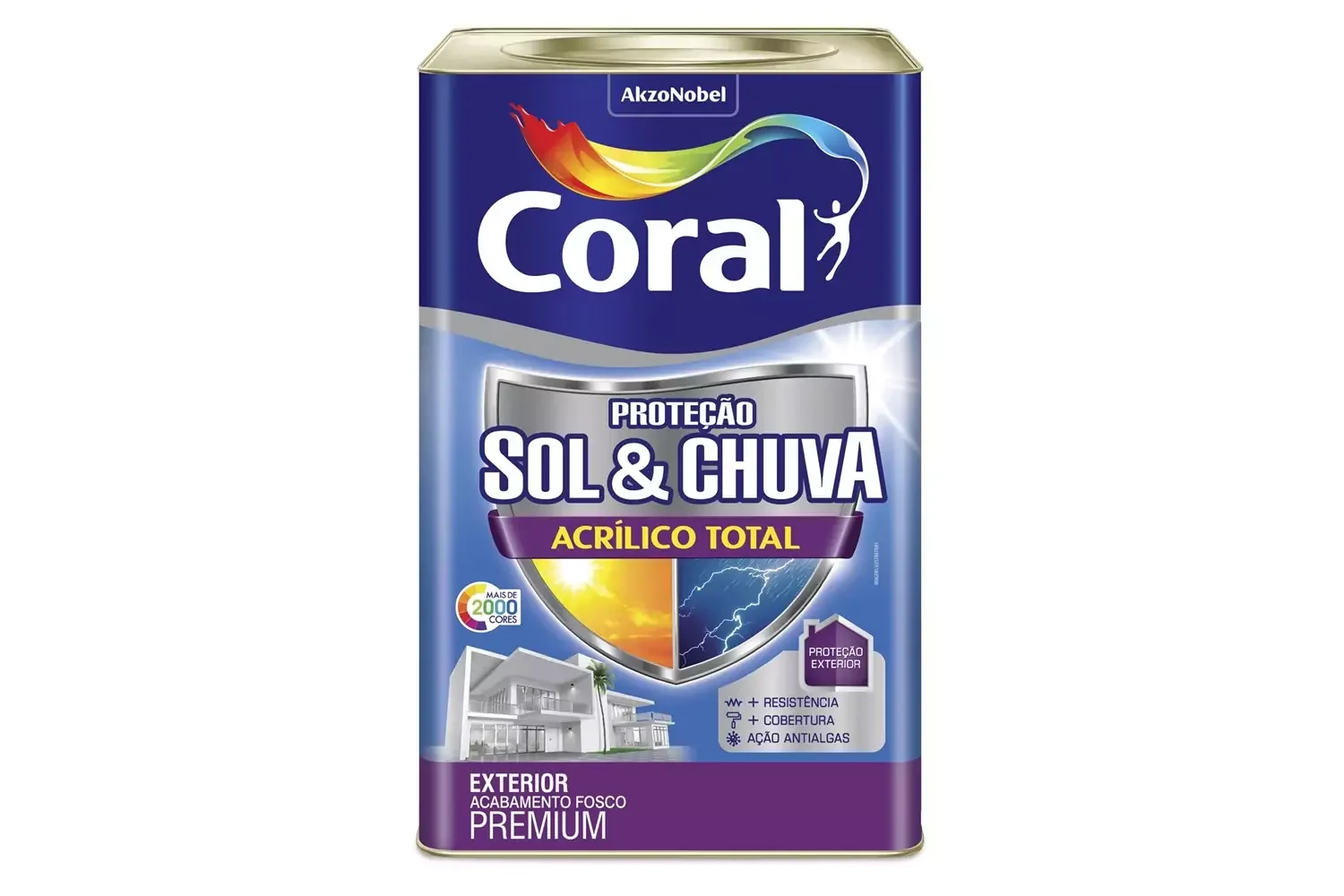 Tinta Acrílica Premium Fosca Proteção Sol & Chuva Arquitetura Urbana 18L Coral