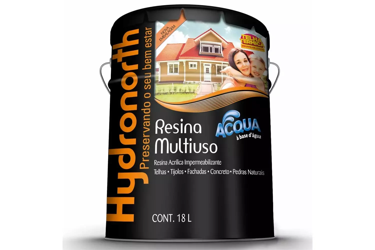 Resina Acrílica Impermeabilizante Multiuso Acqua Color Cinza 3,6 L Hydronorth