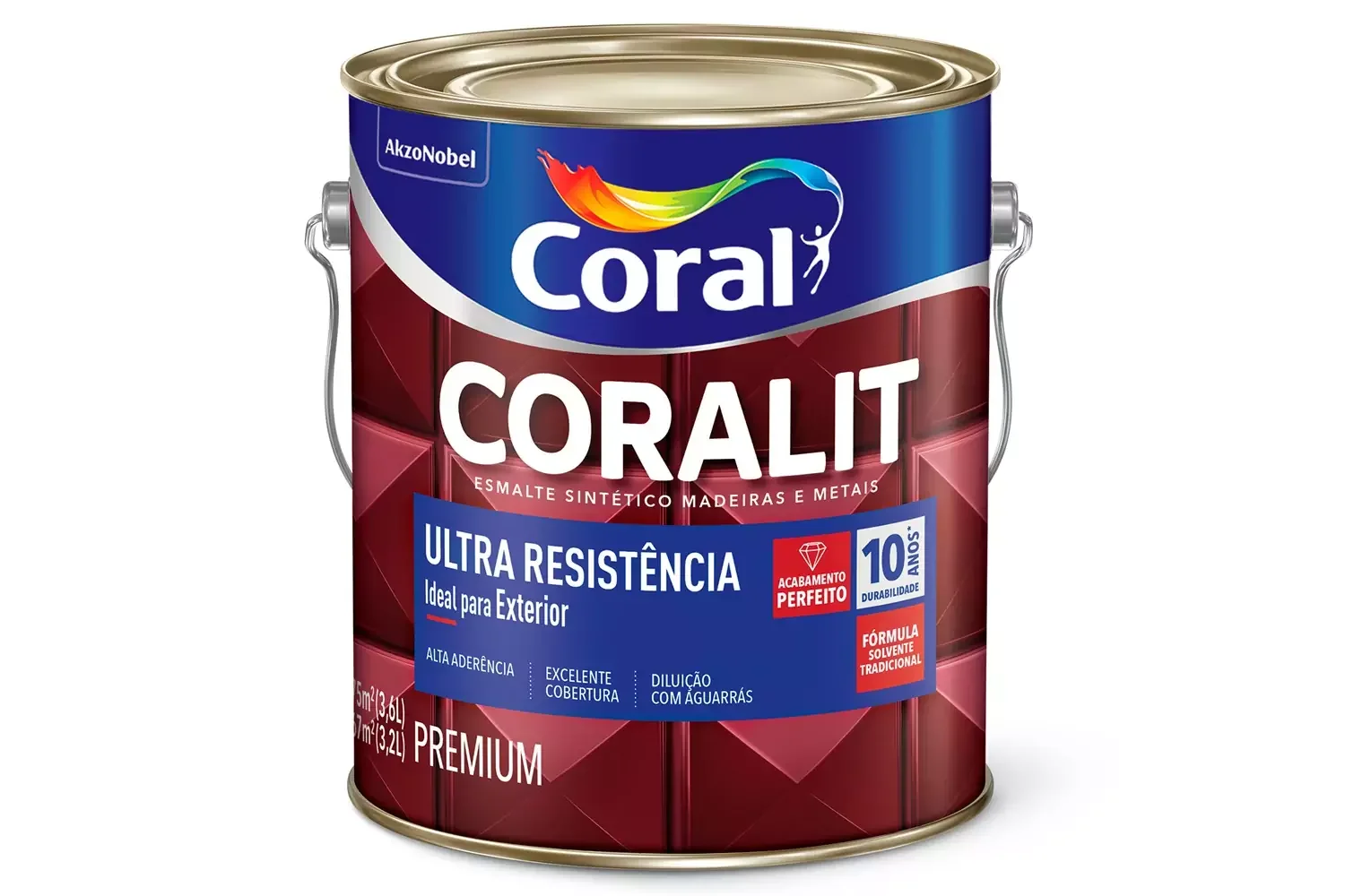 Tinta Esmalte Sintético Premium Brilhante Coralit Tradicional Alumínio - Coral