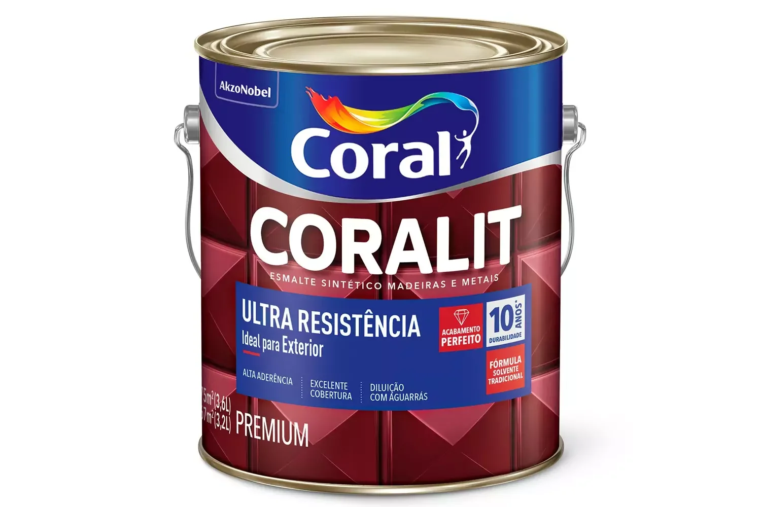 Tinta Esmalte Sintético Premium Brilhante Coralit Tradicional Amarela 3,6 L Coral