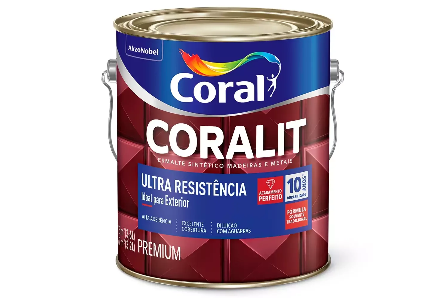 Tinta Esmalte Sintético Premium Brilhante Coralit Tradicional Azul França 3,6 L Coral