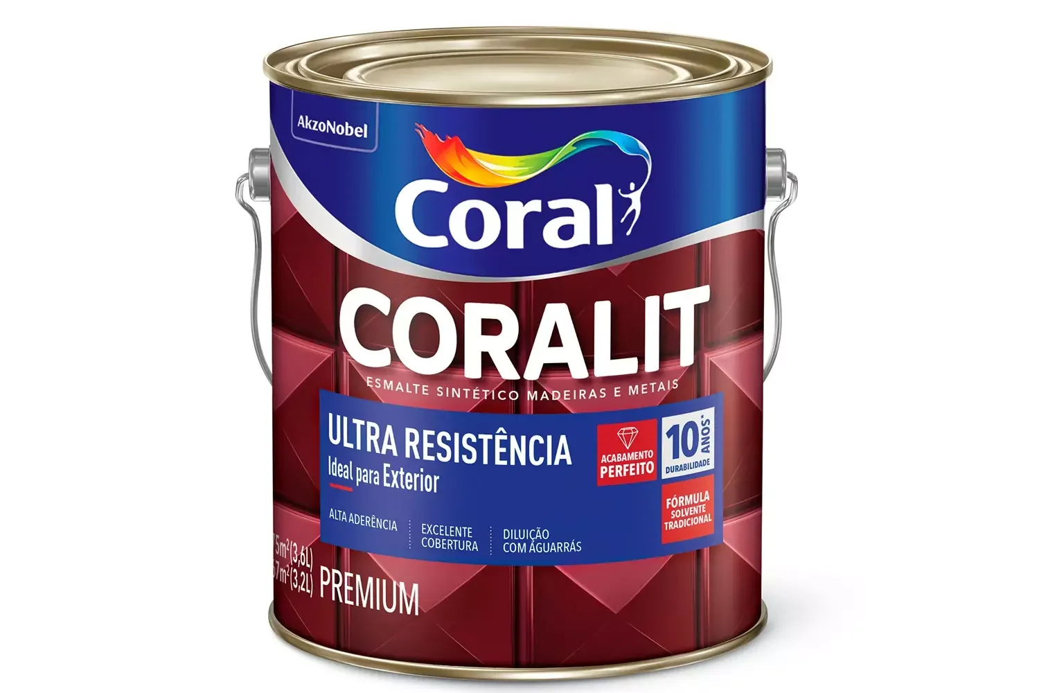 Tinta Esmalte Sintético Premium Brilhante Coralit Tradicional Marfim 3,6 L Coral