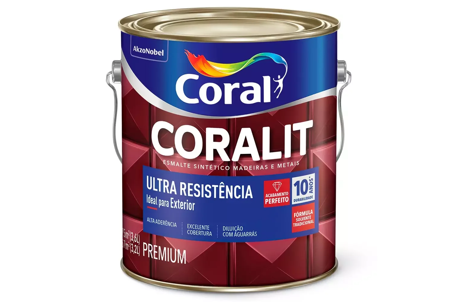 Tinta Esmalte Sintético Premium Brilhante Coralit Tradicional Preto 3,6 L Coral