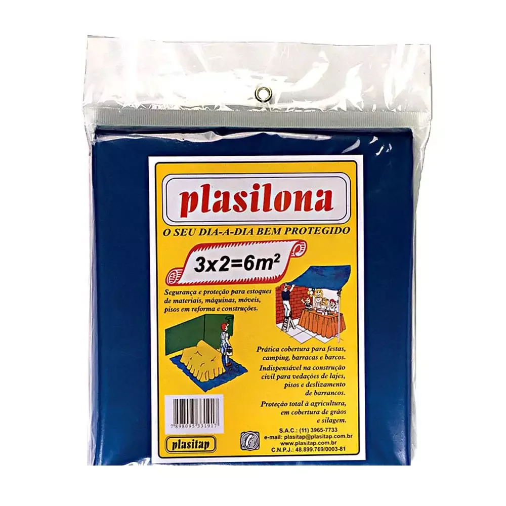 Lona Plástica Azul Plasilona 3 m x 2 m Plasitap