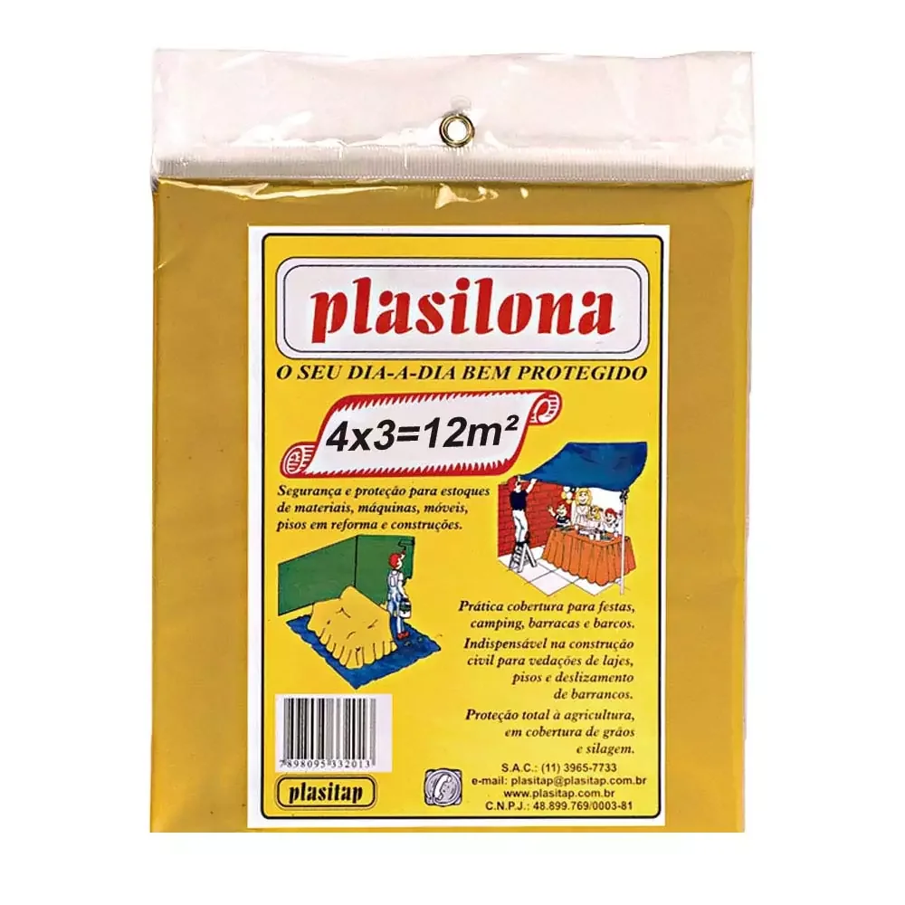 Lona Plástica Plasilona Amarela 4 m x 3 m Plasitap
