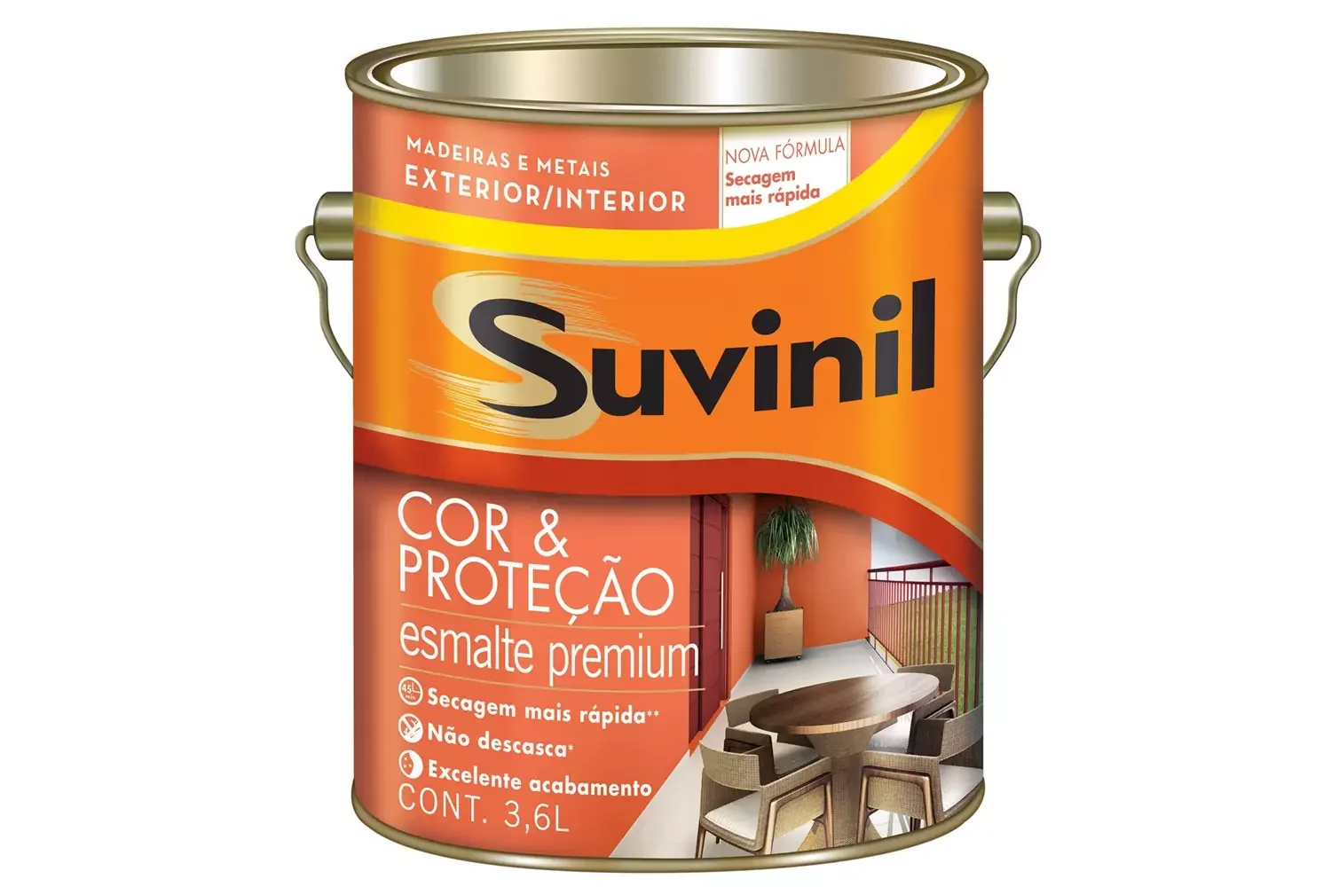 Tinta Esmalte Premium Brilhante Cor & Proteção Alumínio 3,6 L Suvinil