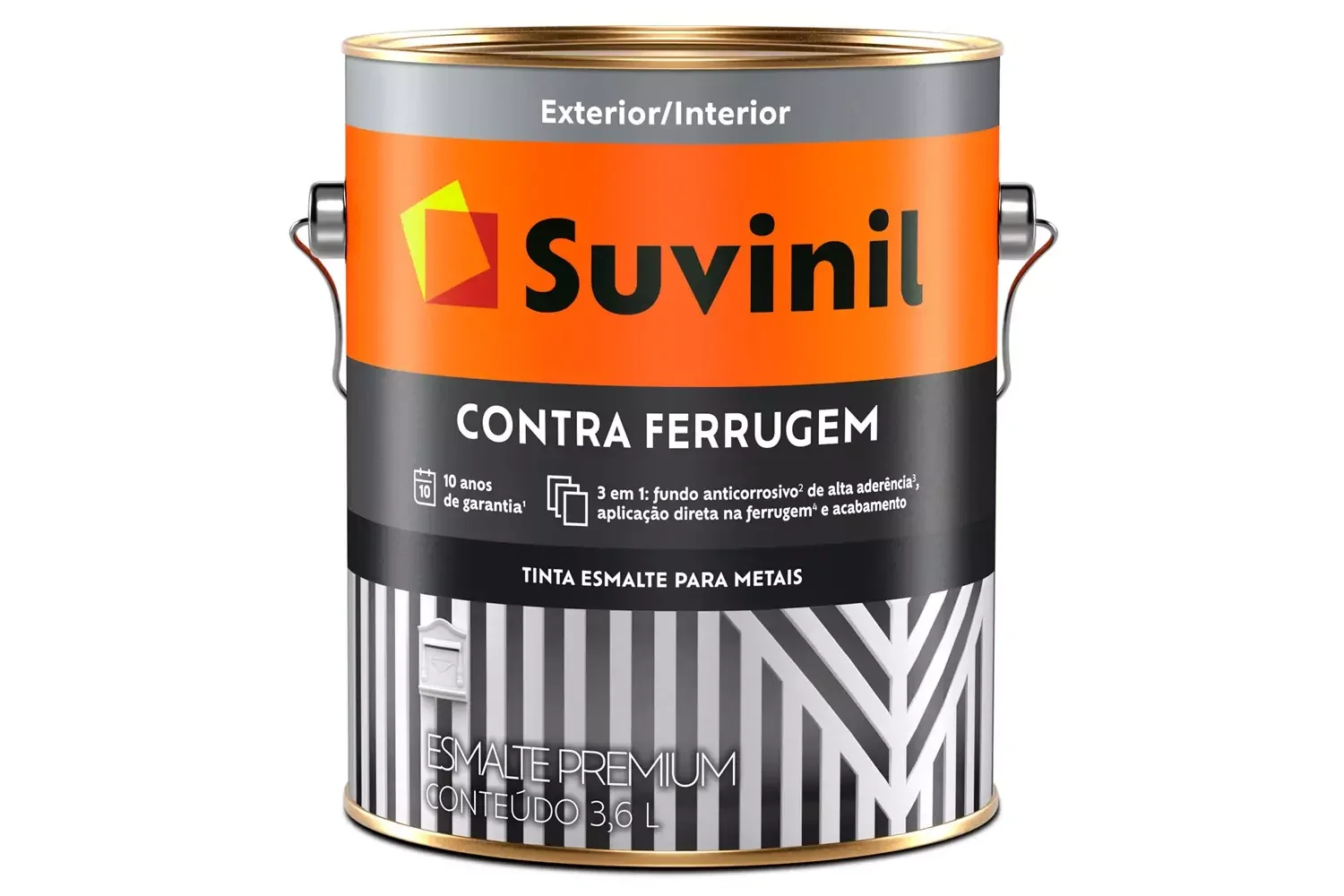 Esmalte Brilhante Contra Ferrugem Cinza Médio 3,6 L Suvinil