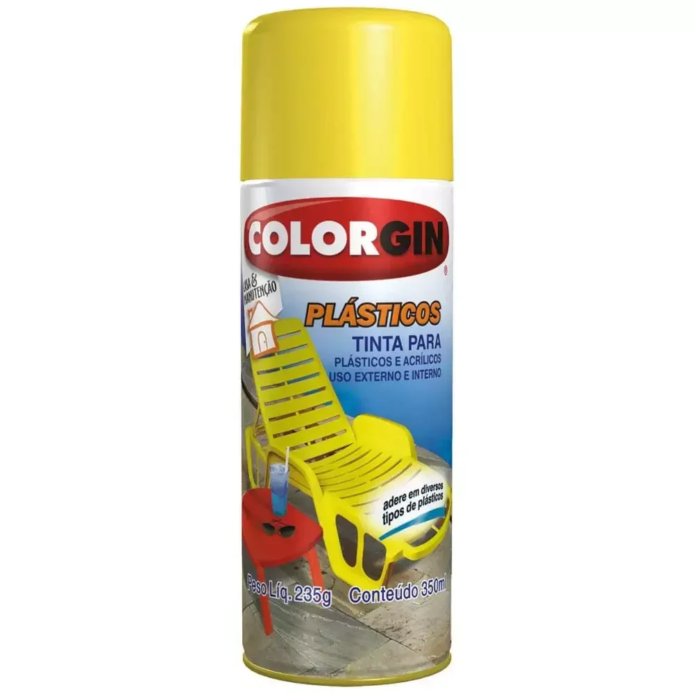 Tinta Spray para Plástico Preto 350 ml Colorgin