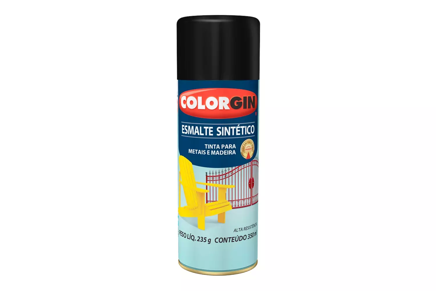 Spray de Esmalte Sintético Preto Fosco Colorgin