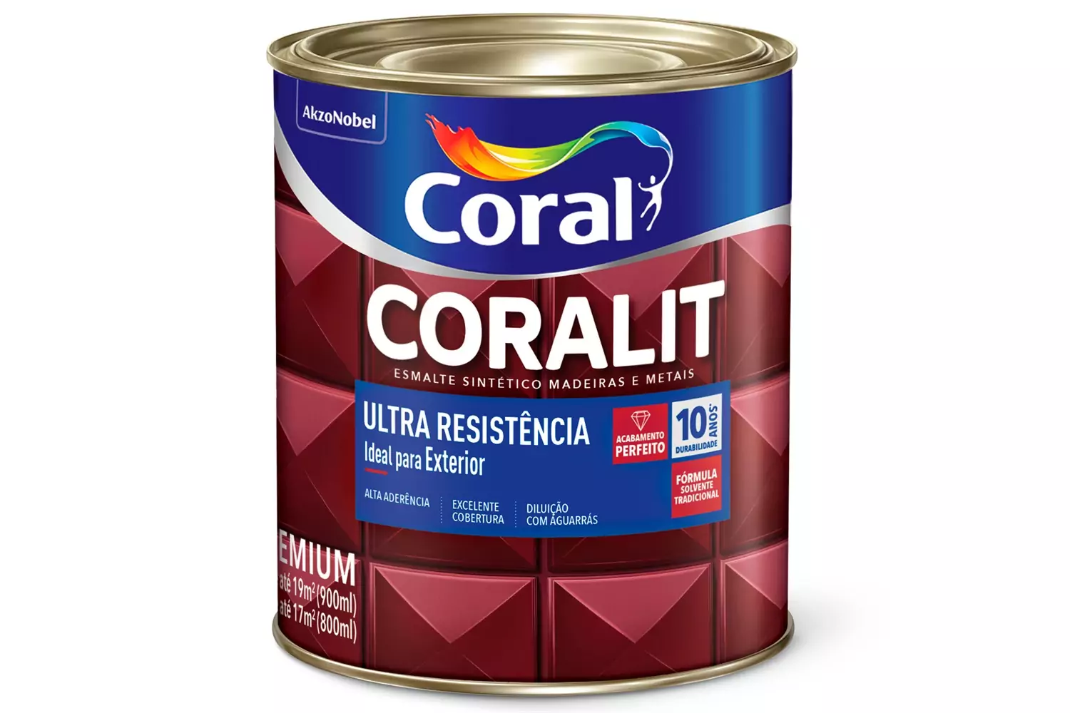 Tinta Esmalte Sintético Coralit Premium Brilhante Tradicional Vermelho 900 ml Coral