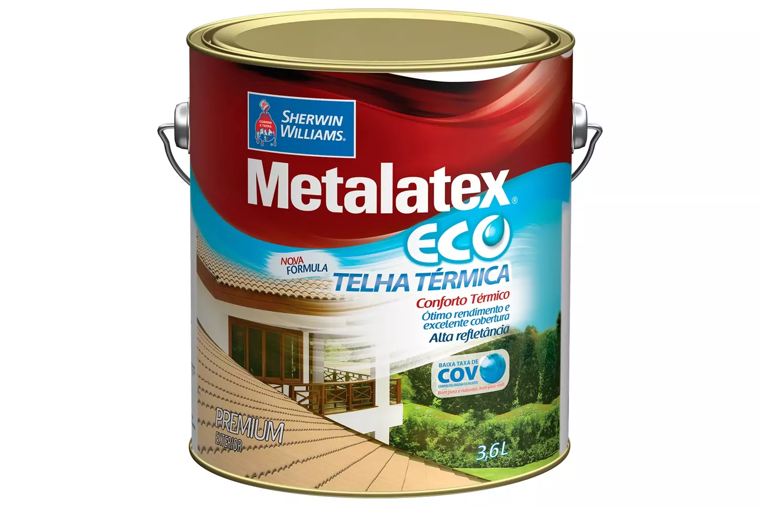 Tinta Brilhante Premium Metalex Eco Telha Térmica Vermelho Óxido 3,6 L Sherwin-Williams