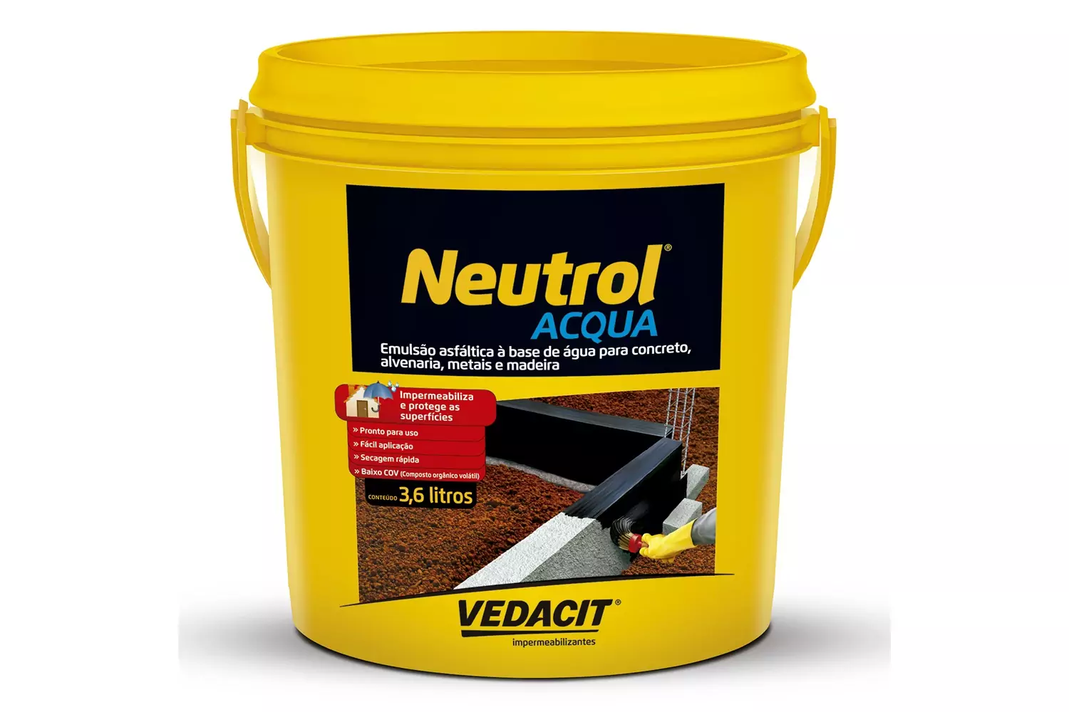 Impermeabilizante Asfáltico Neutrol Acqua Galão 3,6 L Vedacit