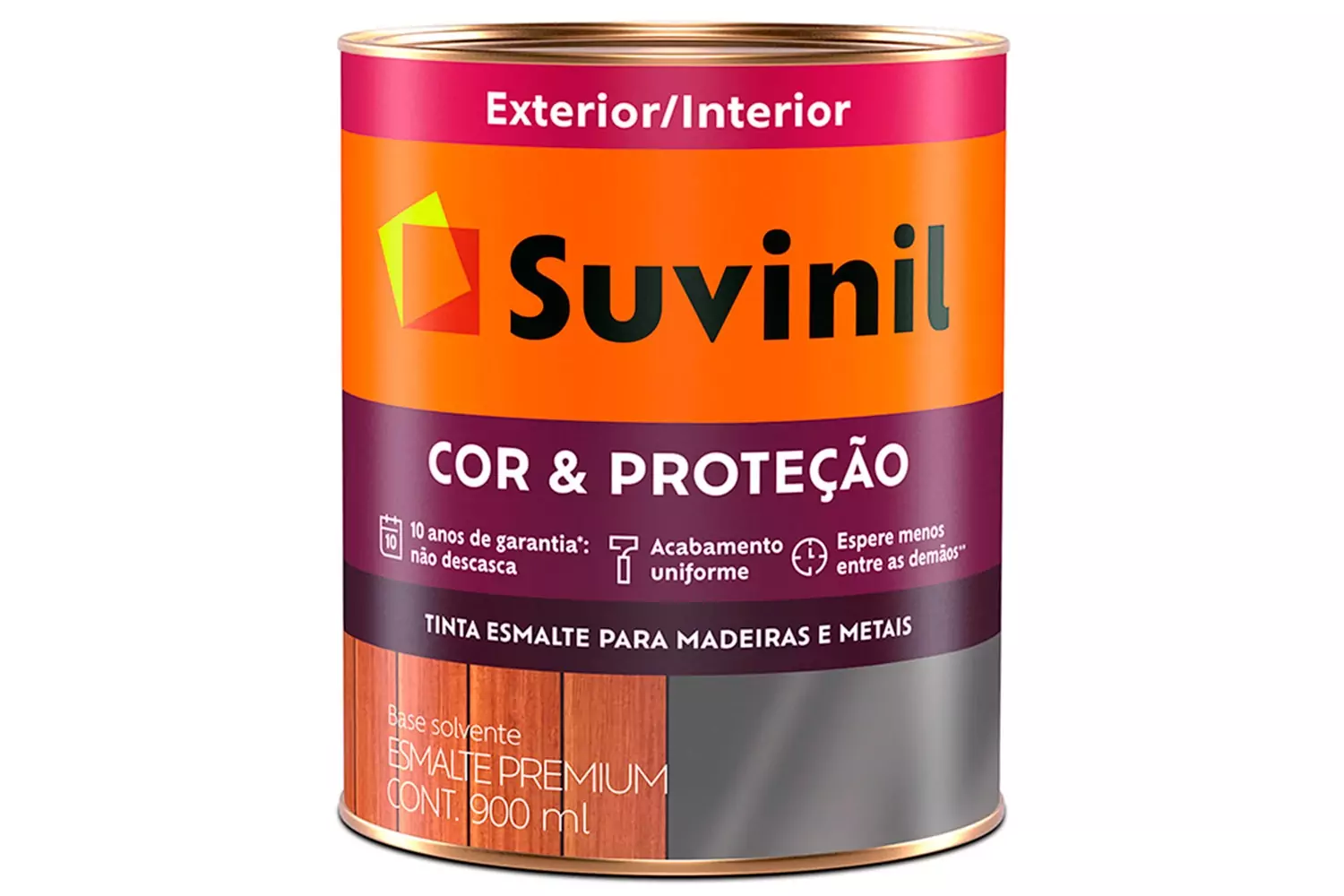 Tinta Esmalte Premium Acetinada Cor e Proteção Preto Fosco 900ml Suvinil