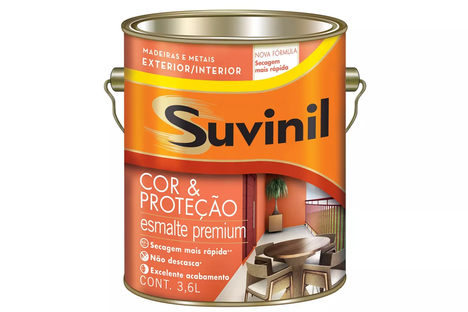 Tinta Esmalte Premium Brilhante Cor & Proteção Platina 3,6 Litros Suvinil