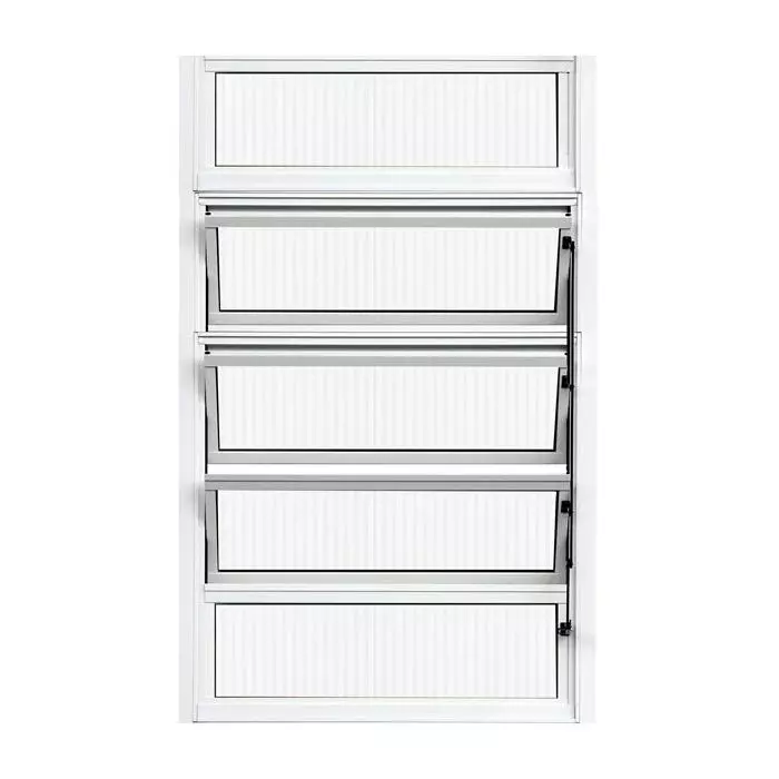 Vitraux Basculante 1 Seção Alumínio Branco 100 cm x 100 cm Lux Esquadrias