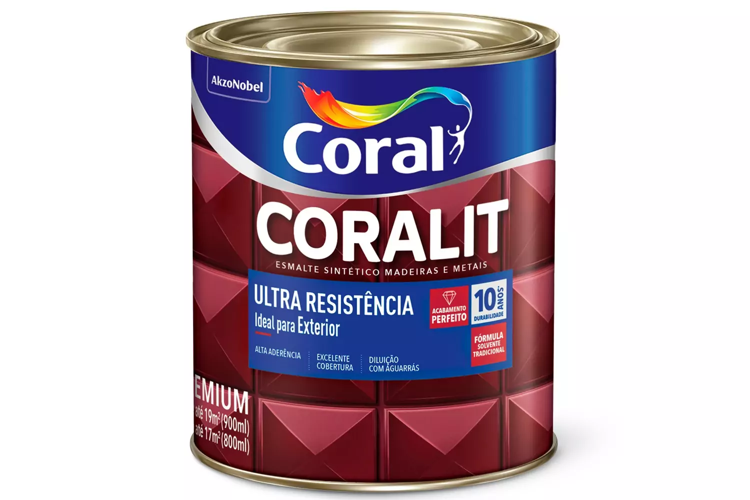 Tinta Esmalte Sintético Coralit Premium Brilhante Tradicional Cinza Médio 900 ml Coral